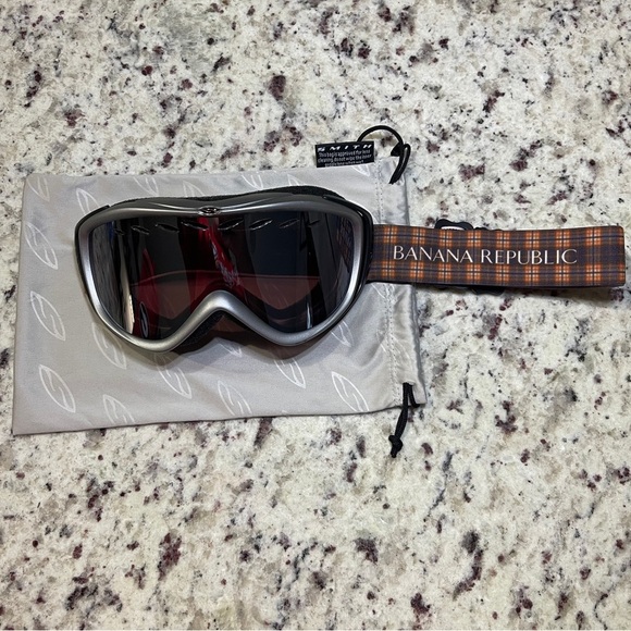 RARE Smith Optics X Banana Republic Ski Goggles Amber Lens Plaid Strap 2011 BR - Picture 1 of 11